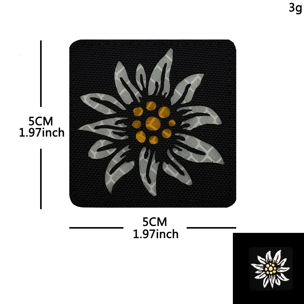 Parche táctico reflectante DE Edelweiss, tela DE reconocimiento nocturno cortada con láser, parche DE hombro cosido para chaqueta, mochila, sombrero, gancho y oop - imagen 5