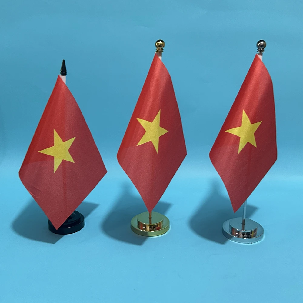 BANDERA DE SKY, bandera de escritorio de oficina de la bandera de Vietnam, 14x21cm, poliéster, bandera nacional de Vietnam, cartel de país, adornos de escritorio, banderas