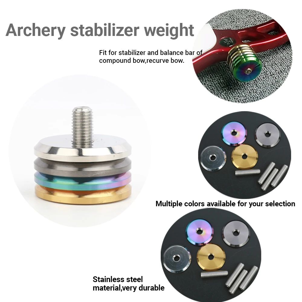 Contrapeso de arco de 1/3/5oz, estabilizador de tiro con arco de acero inoxidable, barra de equilibrio, compuesto de peso, arco recurvo, tiro, caza - imagen 2