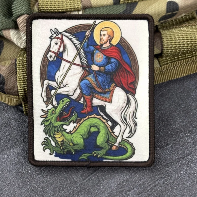 Parche "Saint George", insignia de moral táctica, brazalete con estampado, gancho, parches militares, ropa, mochila - imagen 5