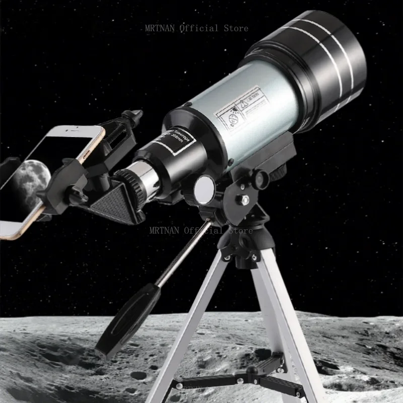 Telescopio astronómico 150X, telescopio de viaje portátil refractor de apertura de 70mm con adaptador de teléfono caza de luna para observación de estrellas - imagen 3
