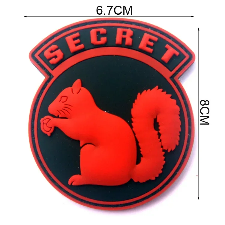 Parches de PVC de ardilla secreta para hombre, brazalete táctico, brillo nocturno, insignia de moral, equipo al aire libre, pegatinas de mochila, negro revestido - imagen 2