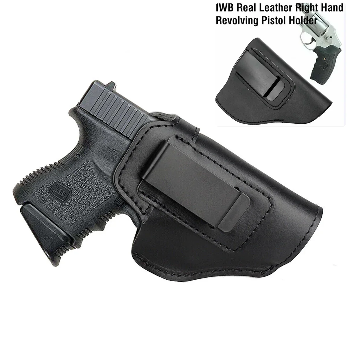 Funda táctica de cuero genuino para revólver, funda Universal para pistola, transporte oculto, funda para caza Glock 17 43X P365 - imagen 3