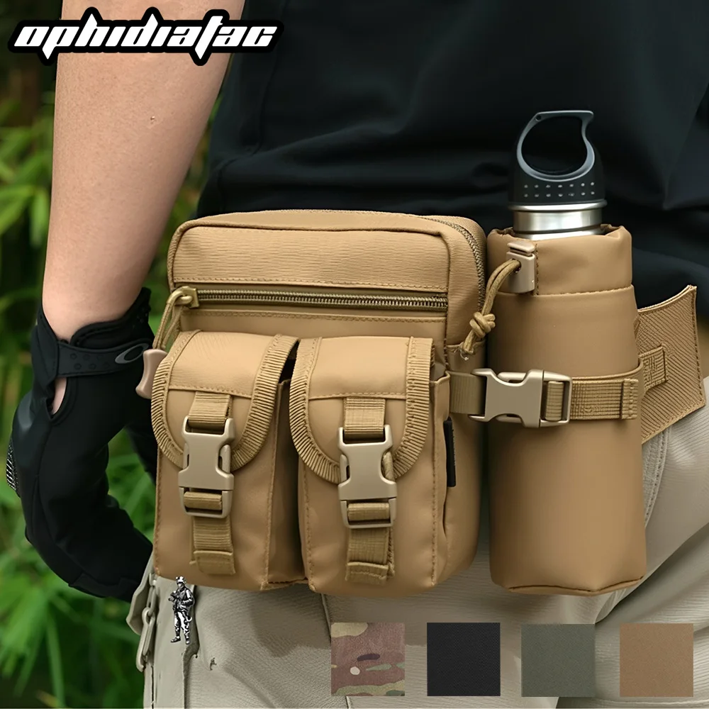 OPHIDIANTAC, bolsa con cinturón para senderismo al aire libre, botella de agua para teléfono, bolsa deportiva, bolsa para equipo de herramientas, caza, senderismo, Camping, bolsa con cinturón