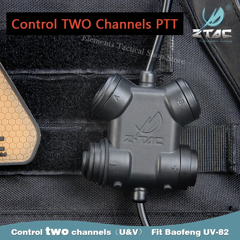Z-TAC Adaptador PTT doble Baofeng UV-82 Airsoft