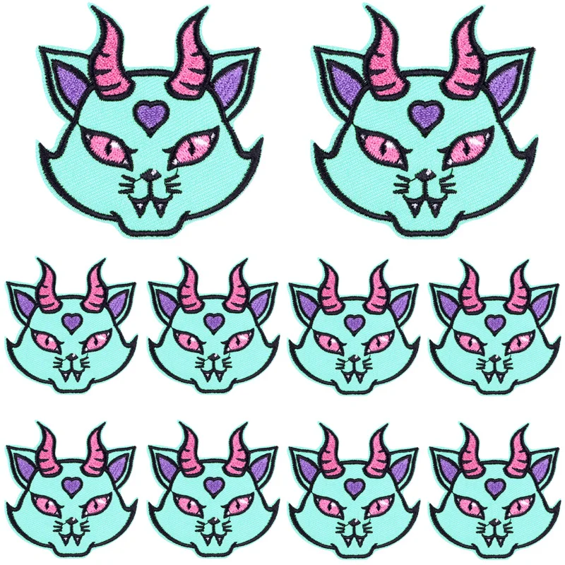 Parche bordado de fantasma para planchar en la ropa, pegatinas para coser, dibujos animados, Animal, gato, 10 piezas - imagen 5