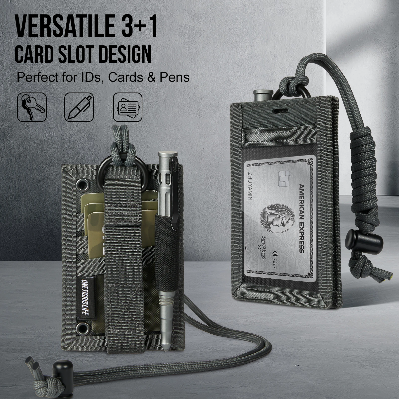 ONETIGRIS-soporte de identificación MOLLE para caza al aire libre, bolsa táctica, organizador de carpetas de archivos, bolsa militar dos en uno con colgante en el pecho - imagen 4
