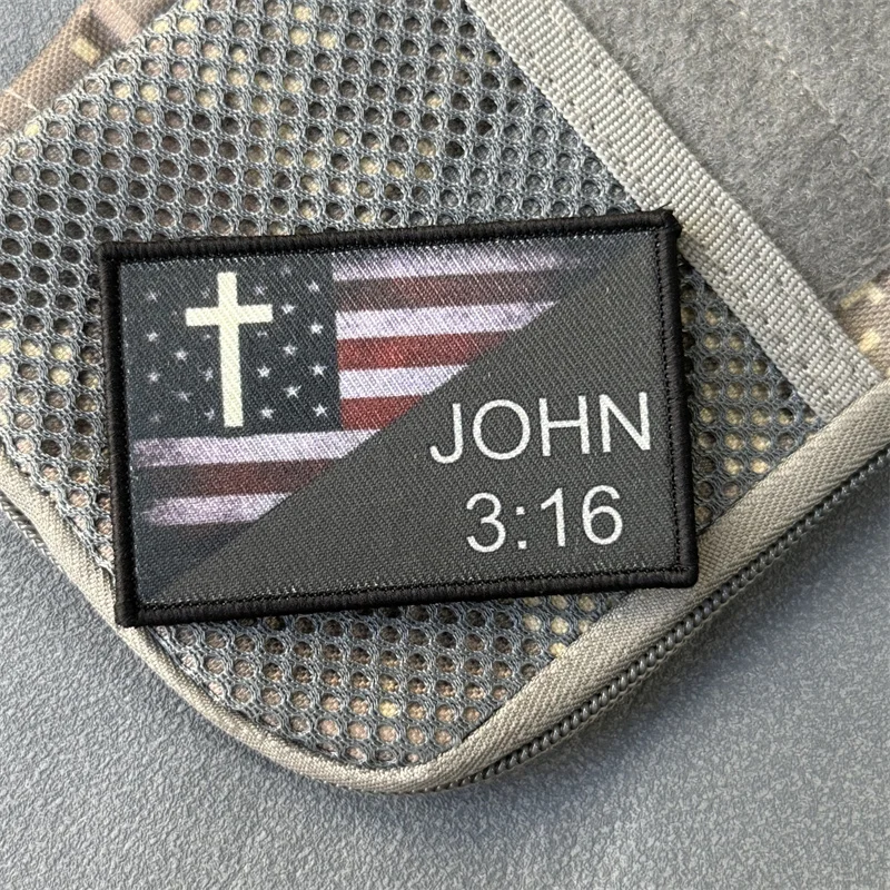 Parche táctico "JOHN 3:16", insignia de moral militar, impresión de gancho y bucle, mochila, accesorios de decoración de ropa, pegatinas, brazalete - imagen 5