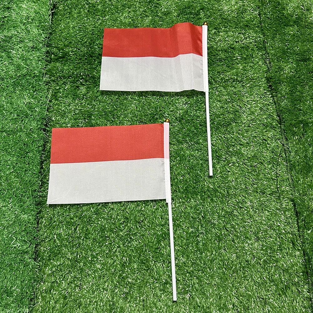 BANDERA SKY Bandera de mano de Indonesia 10/20/50/100 Uds 14*21cm pequeña bandera de mano nacional ondeante de mano de Indonesia con poste para decoración - imagen 3