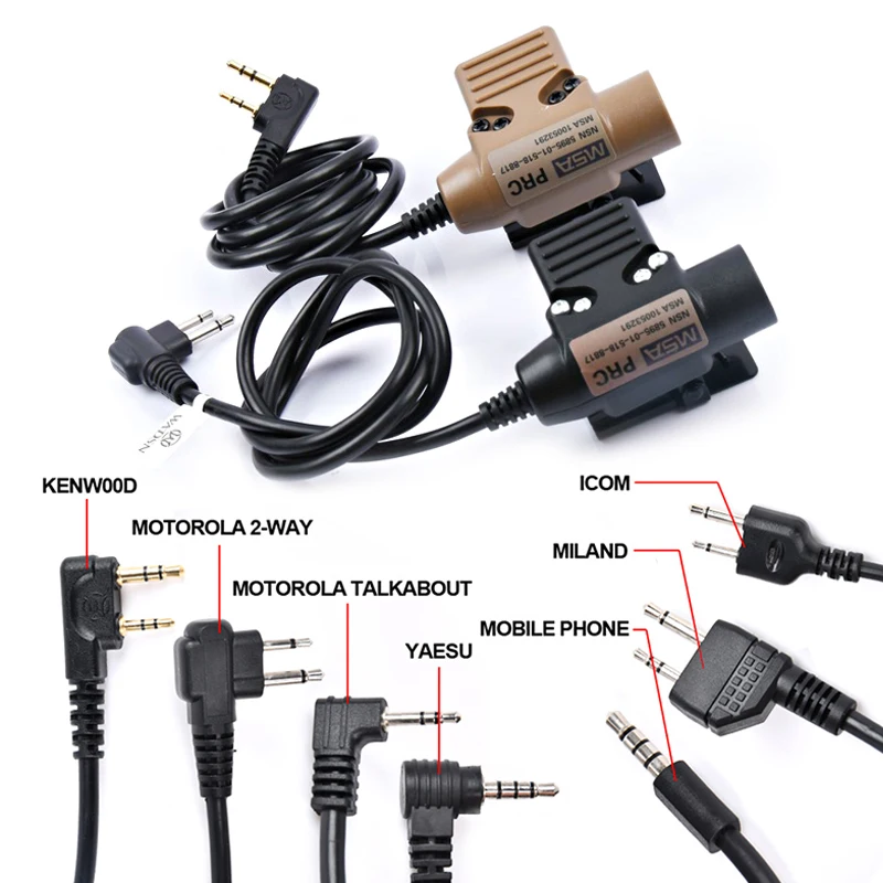 WADSN táctico militar U94 PTT 7,0 enchufe adaptador de auriculares para COMTAC Earmor Baofeng Kenwood Walkie Talkie Radio Motorola Midland - imagen 3