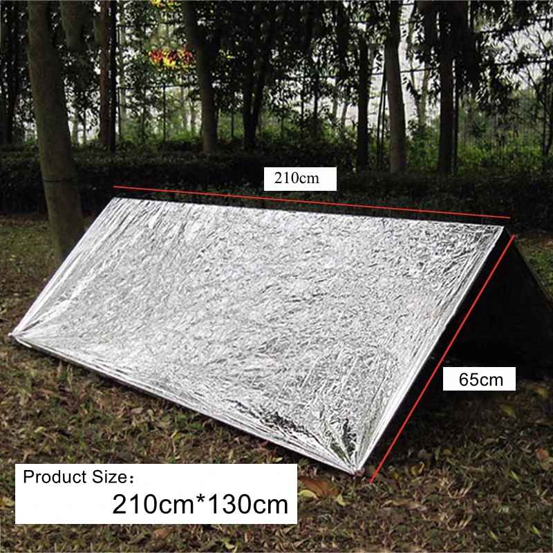 Manta de emergencia para exteriores, herramienta de supervivencia, primeros auxilios, aislamiento térmico a prueba de viento, protección solar, resistente al desgarro, manta de senderismo - imagen 5