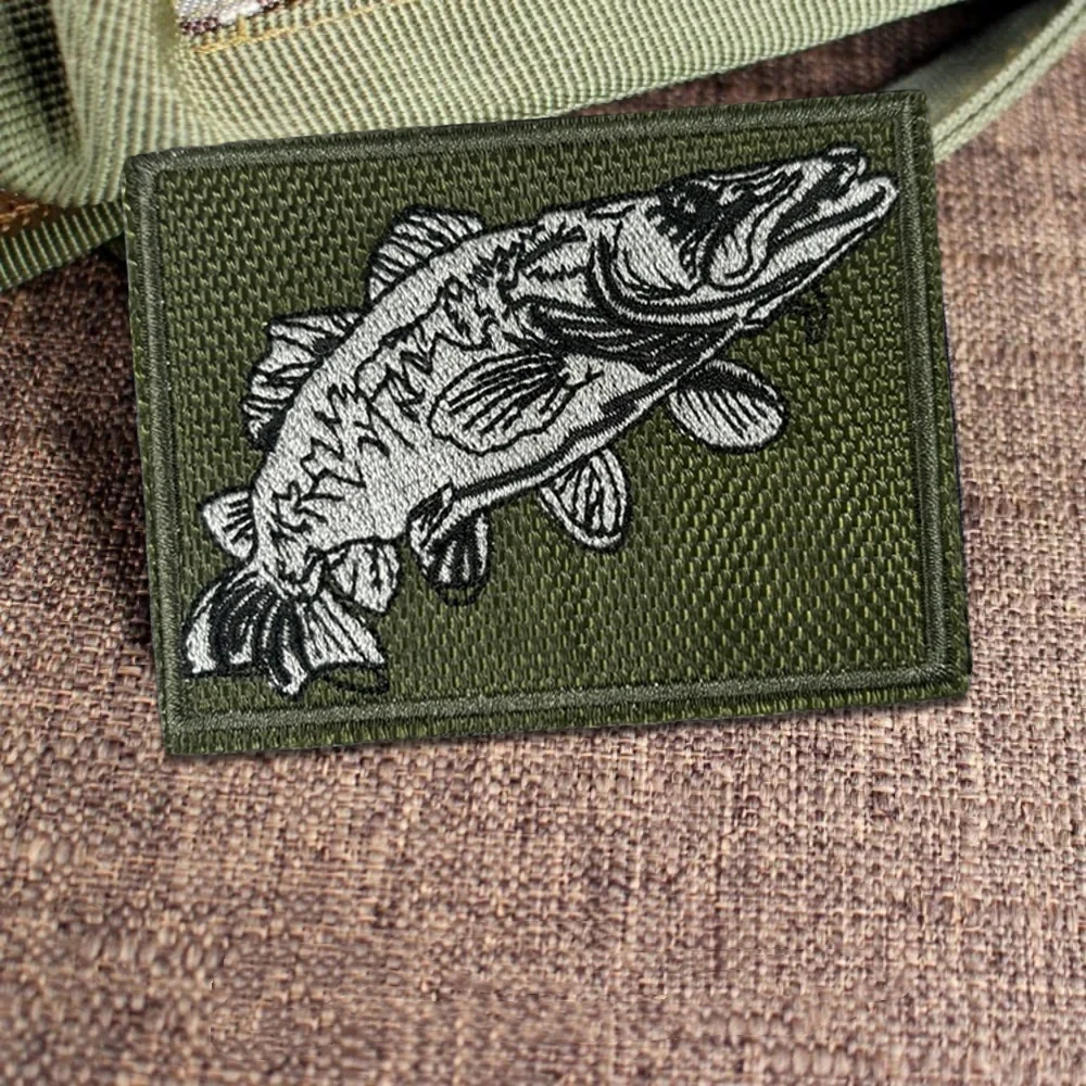 Parches tácticos de pesca, parche bordado con gancho y bucle fantasma, insignia de moral del ejército militar, brazalete, pegatinas para mochila - imagen 3