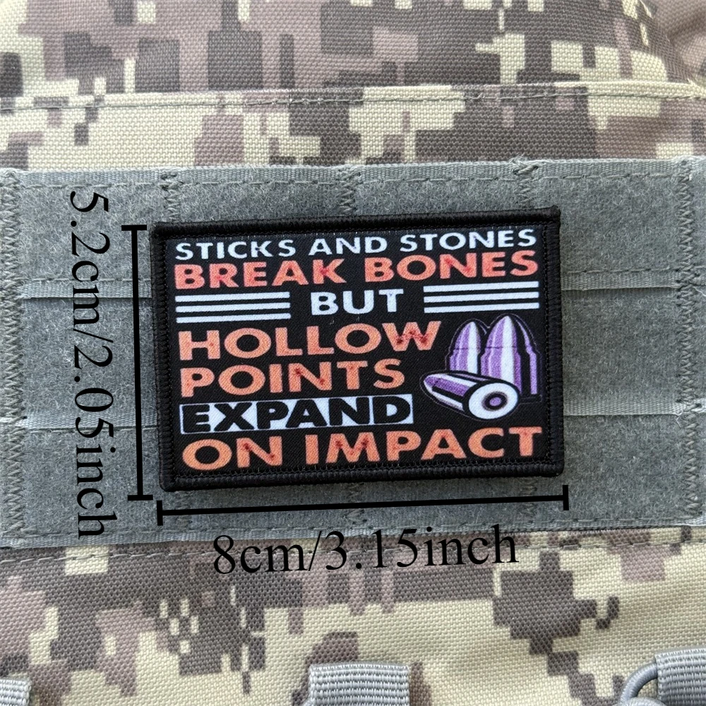 Palos y piedras, parche táctico de moral, gancho y bucle, divertido equipo personalizado Airsoft, emblema militar divertido, pegatinas impresas para mochila - imagen 2