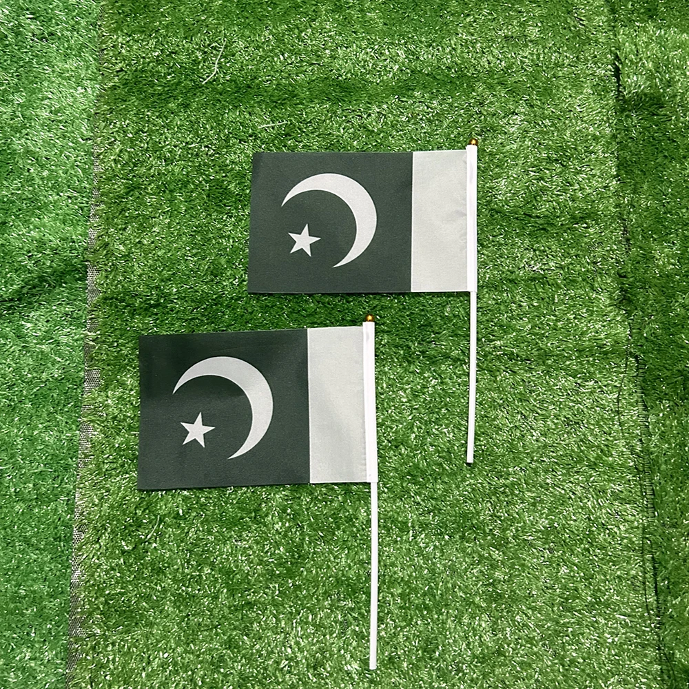 BANDERA DE SKY Bandera ondeante a mano de Pakistán 50/100 Uds 14*21cm banderas nacionales pequeñas de Pakistán con mágicos de plástico - imagen 3