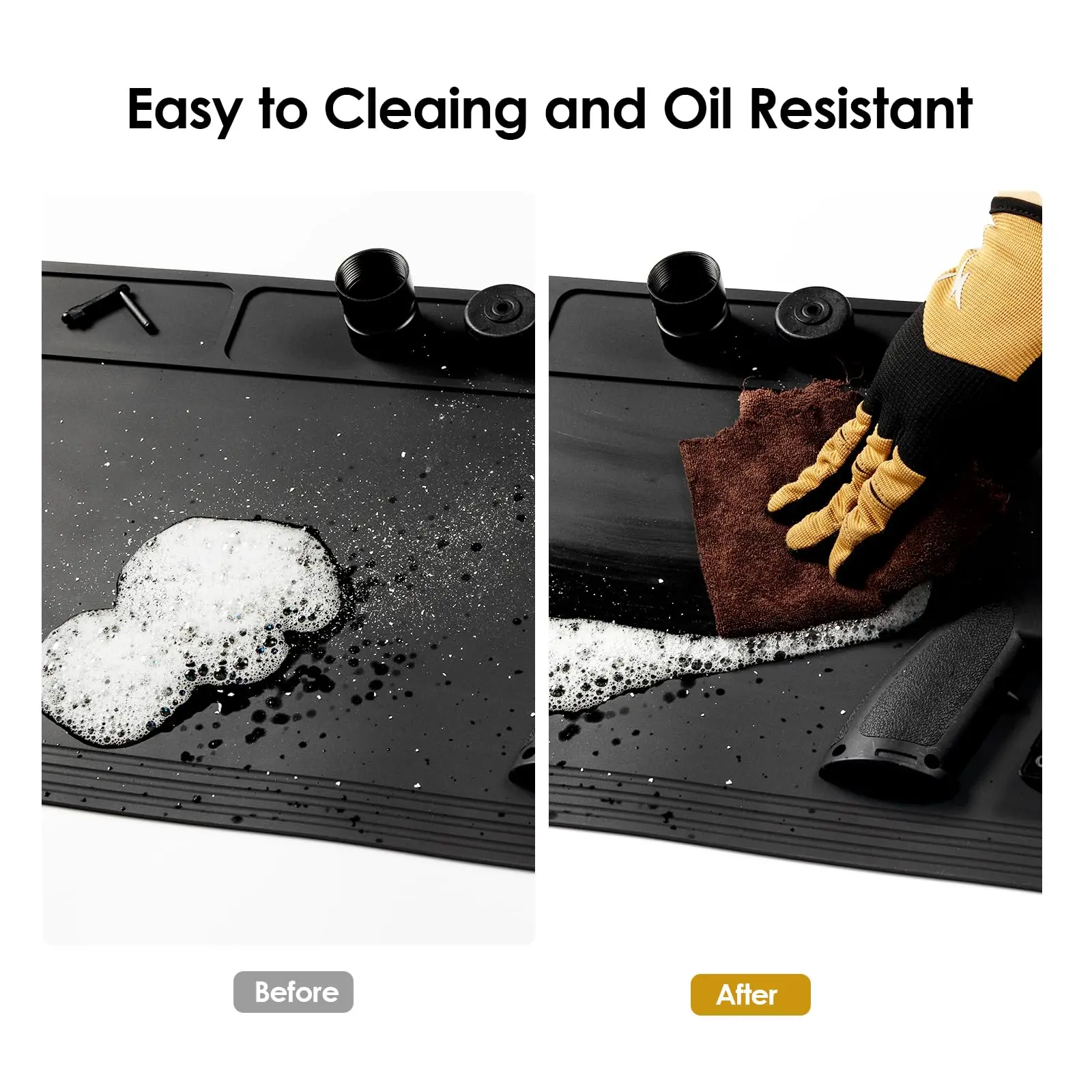 Estera de limpieza para pistola, estera para pistola y Rifle con puntos magnéticos, antideslizante, resistente al aceite con piezas organizadoras magnéticas, estera de goma - imagen 5