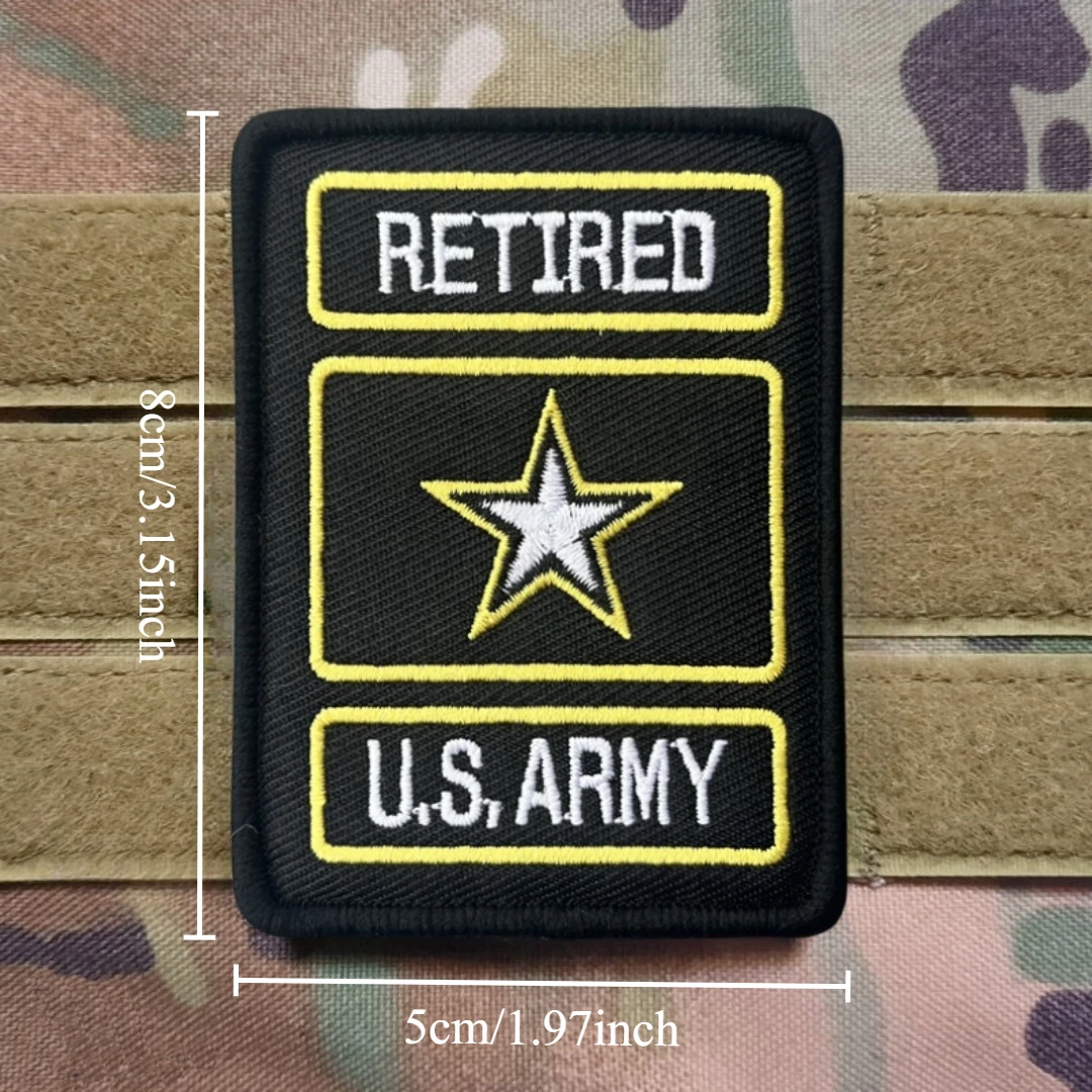 Parche táctico de moral de EE. UU. RETIRADO, brazalete del ejército militar, parches de gancho y bucle bordados para ropa, pegatina para mochila - imagen 3
