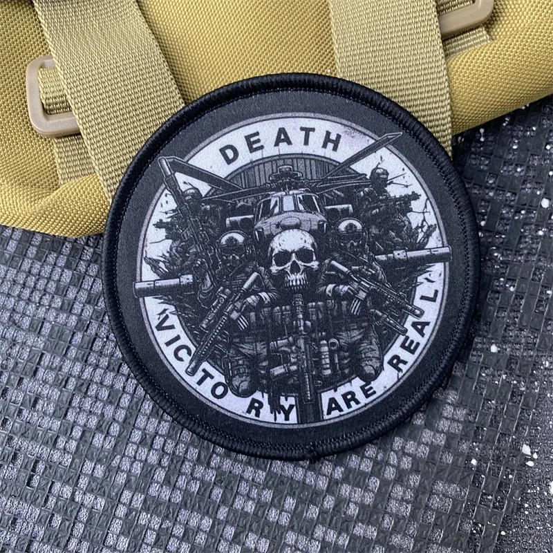 Parche de calavera "DEATH VICTORY AREREAL", insignia de moral militar táctica, gancho y bucle, mochila, ropa, pegatina decorativa, brazalete - imagen 3