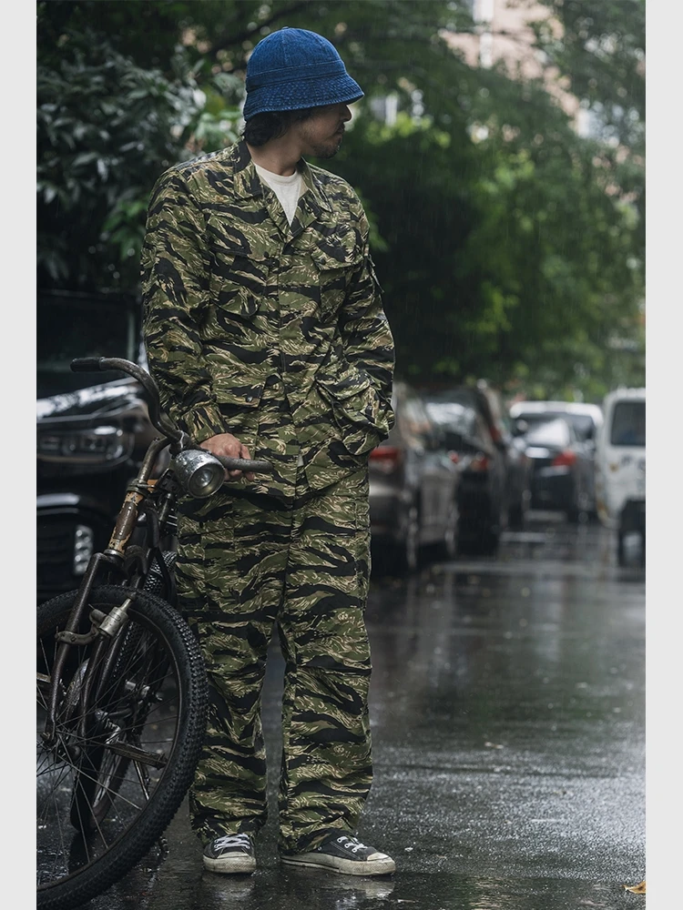 Chaqueta de camuflaje con patrón de tigre, chaqueta de trabajo con múltiples bolsillos para hombre - imagen 4