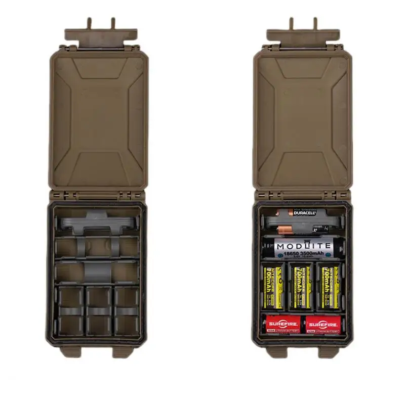 Almacenamiento de batería Molle táctico para caza, Caja impermeable CR123 portátil para/AAA/AA/18350/18650 Airsoft - imagen 5