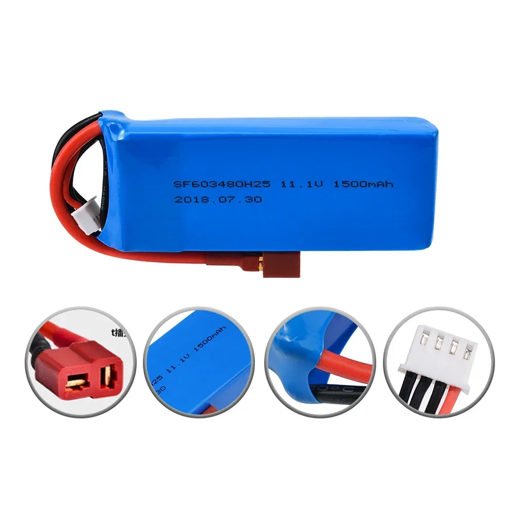 Batería Lipo recargable 3S 11,1 V 1500mAh 25C enchufe T con cargador para WLtoys V950 Helicóptero De Control Remoto juguetes coches avión - imagen 2