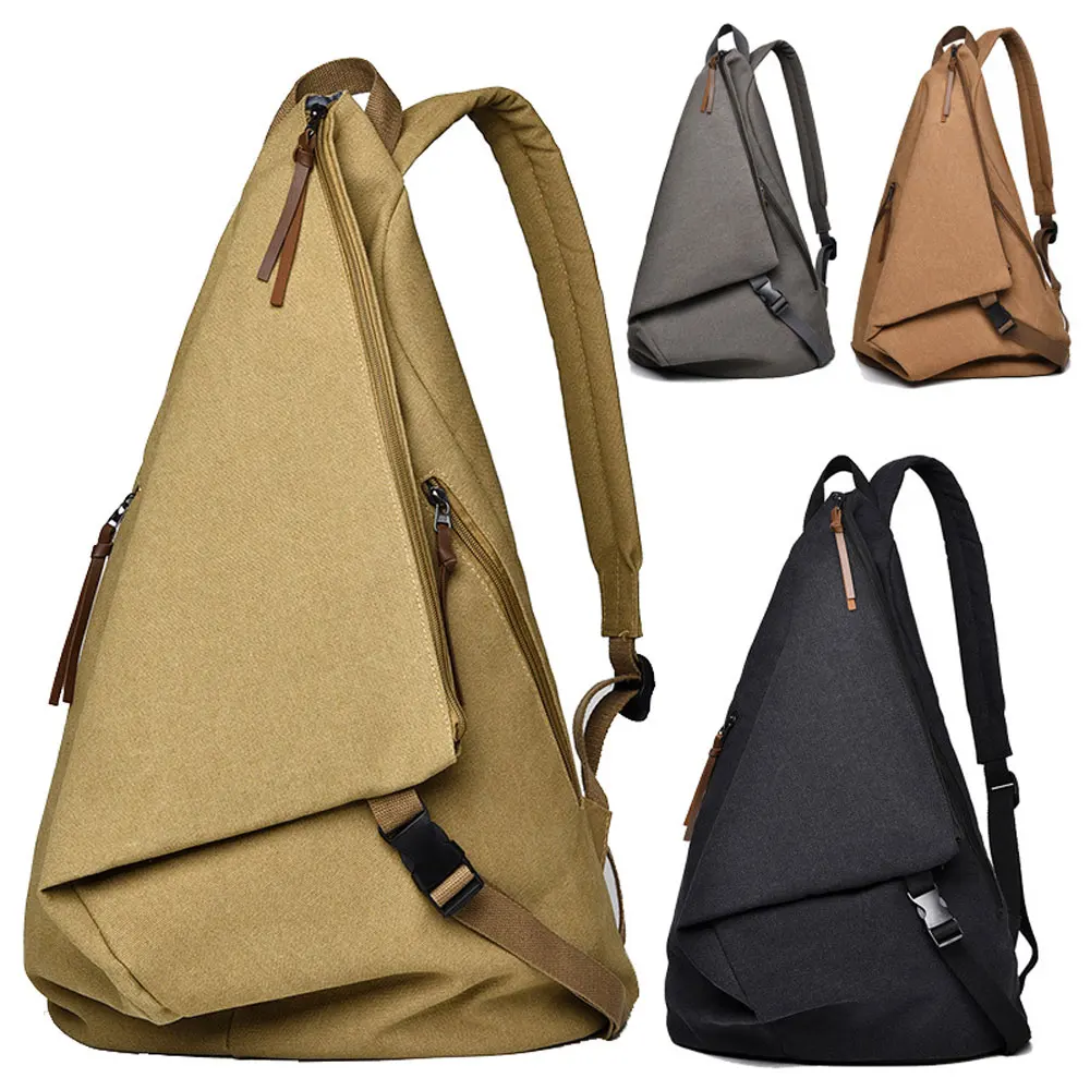 Mochila triangular de lona para hombre, bolso de gran capacidad para exteriores, mochila de viaje de ocio, AVA279 - imagen 2