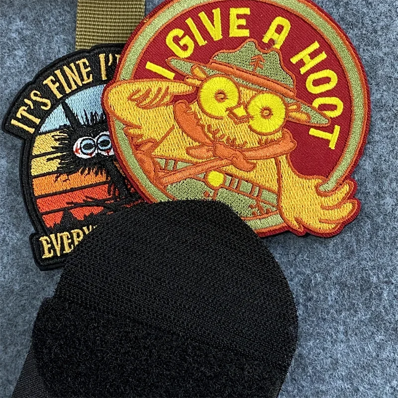 I give a hoot Rooster parche bordado, insignia de Moral de cabeza de Lobo, es fino, everytjing Es una pegatina fina, parches de mochila - imagen 3