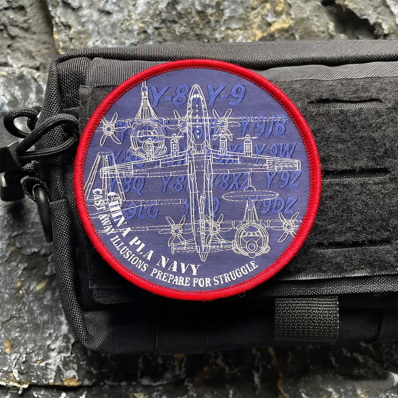 Brazalete táctico con parche bordado de avión de transporte L15 Falcon Y8Y9 para decoración de ropa y mochila - imagen 3