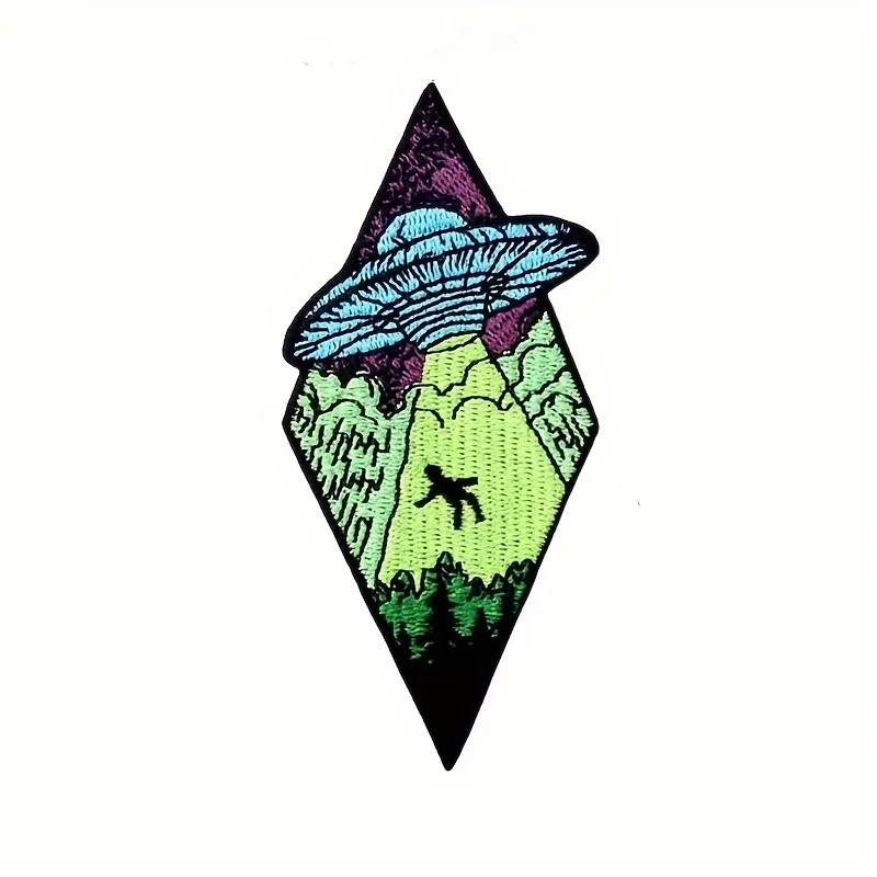 1 parche para planchar/coser bordado alienígena UFO: cósmico, espacio exterior, apliques para chaquetas, mochilas, jeans y decoración DIY - imagen 5