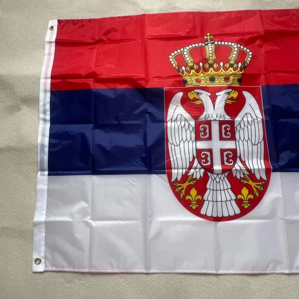 YIXIN-Bandera de Serbia para colgar y volar, banderas de la República Srbija de Serbia, poliéster de alta calidad, 90x150cm, 3x5 pies - imagen 3
