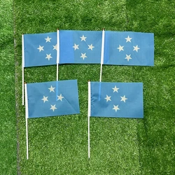 Bandera Micronesia de mano con poste plástico para eventos deportivos