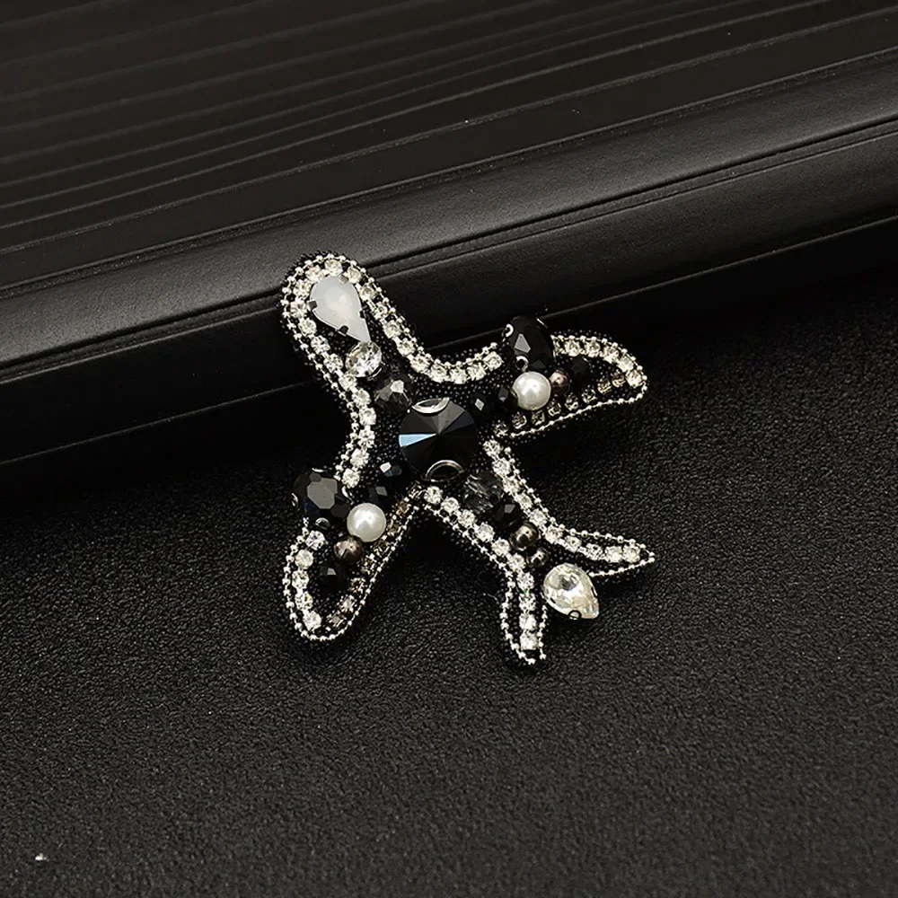 Parches hechos a mano con cuentas 3D de diamantes de imitación, diseño de avión espacial de estrella, coser en parches de avión, bolsas de ropa, decoración, apliques DIY - imagen 4