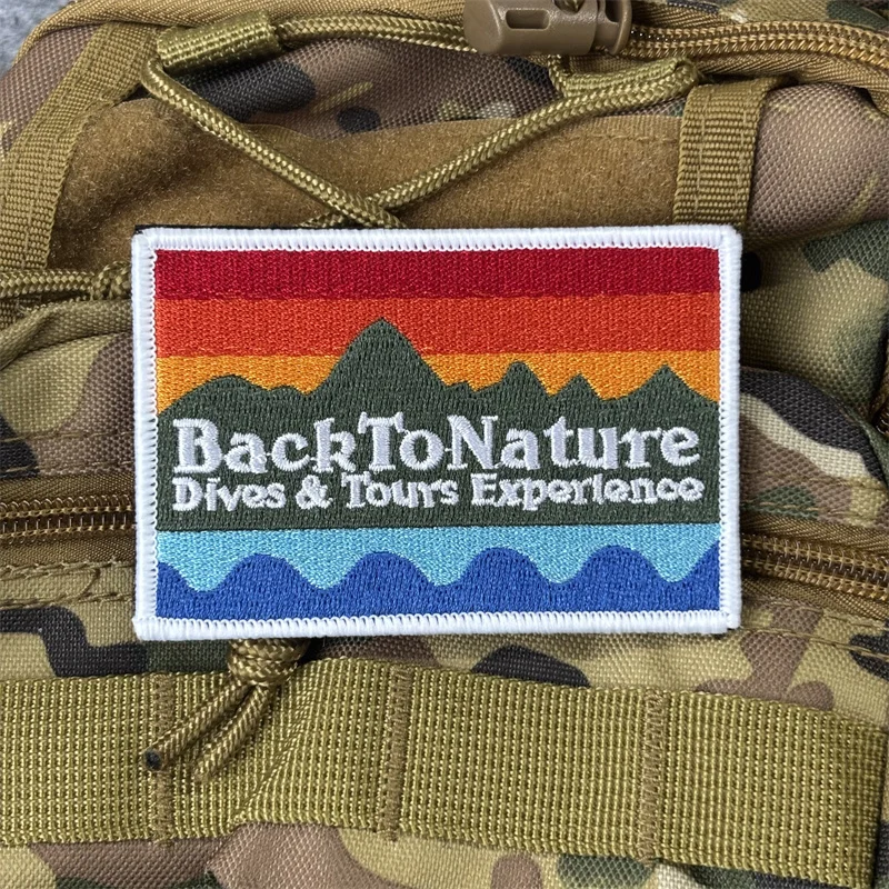 Parche bordado militar "Back To Nature", insignias de moral táctica con gancho, parches, pegatinas para mochila para ropa - imagen 3