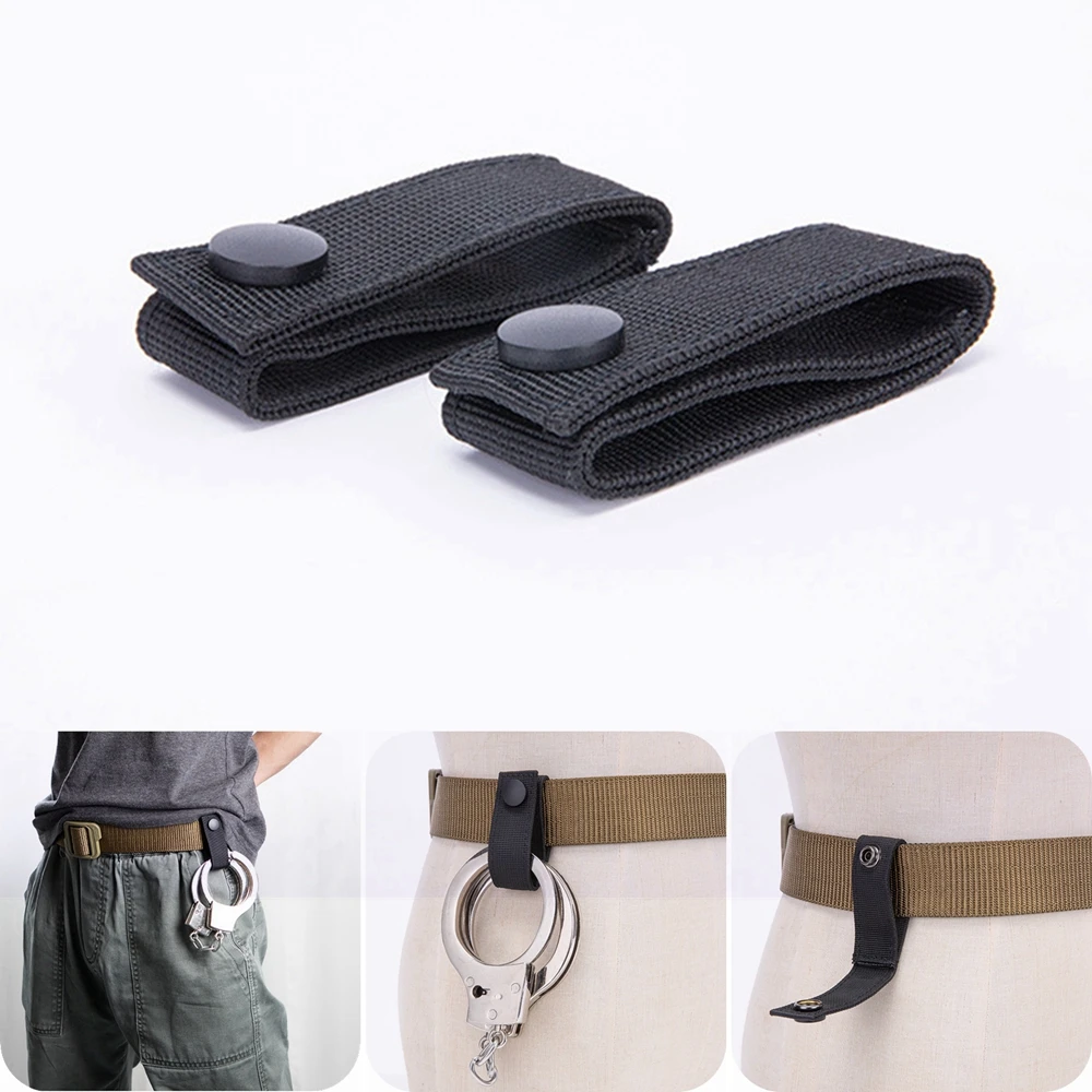 Correa para esposas con cierre a presión, soporte para puños, cadena de nailon/puños con bisagras, gancho de Clip de liberación rápida para esposas ASP, 2 uds.