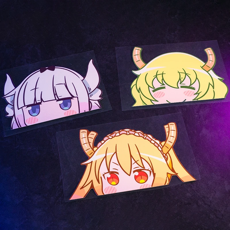Pegatina de Anime de dibujos animados de Dragon Maid, lindo coche eléctrico, motocicleta, ventana de coche, maletas, cuadernos, decoración DIY - imagen 5