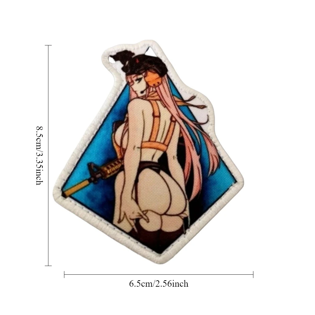 Parche táctico de Chica de Anime, insignia de moral con gancho y bucle, parches de brazalete militar para pegatinas de mochila - imagen 5