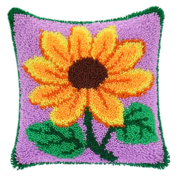 Kit de bordado de almohada de segmento de planta de tulipán, punto de cruz de lana gruesa, gancho de pestillo 3D, flores de hierba, bricolaje - imagen 4