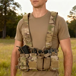 Chaleco táctico de caza D3 para exteriores, aparejo de pecho Molle, bolsa abierta para revistas, chalecos portadores con correa para el hombro, equipo de Paintball