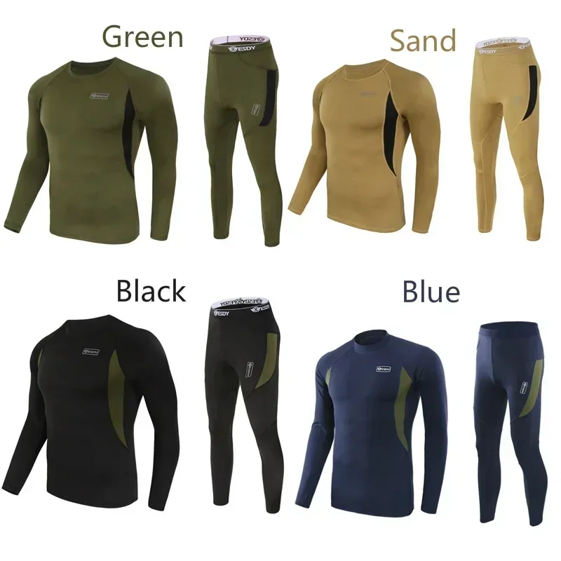 Ropa interior térmica de invierno para hombre, conjuntos de entrenamiento cálidos, forro polar de compresión, talla S-3XL, ropa interior térmica, conjuntos deportivos para hombre - imagen 3