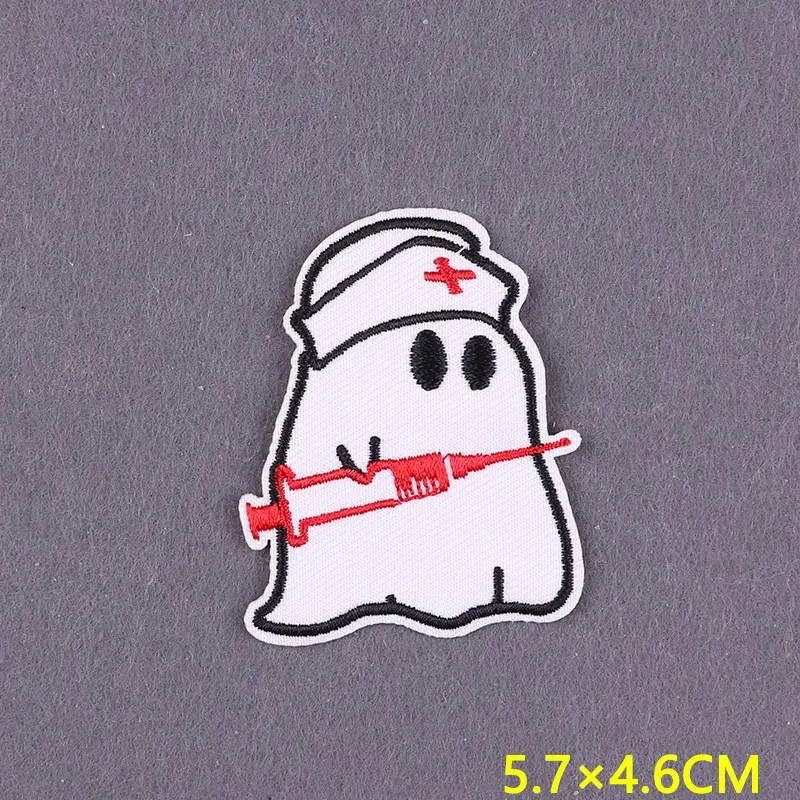Parches bordados de fantasma divertido en la ropa, rayas, parches para planchar en la ropa, insignias de animales Hippie DIY en la decoración de la mochila - imagen 3