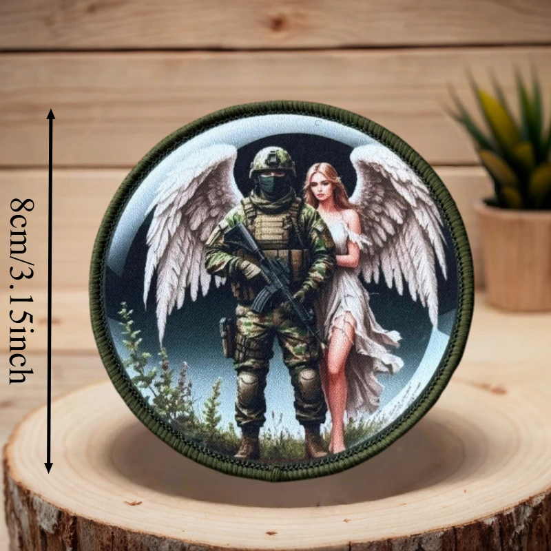 Parche estampado de ángeles para proteger los soldados, chaleco táctico, insignia de moral con gancho y bucle, pegatinas para mochila, parches para brazalete para ropa - imagen 3