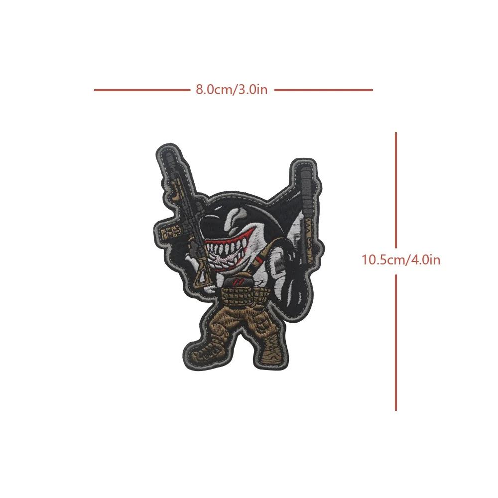 Pistolas de tiburón dibujos animados combate meme agresivo moral divertido parche táctico Velcros bordado gancho bucle sujetador insignia para mochila - imagen 5