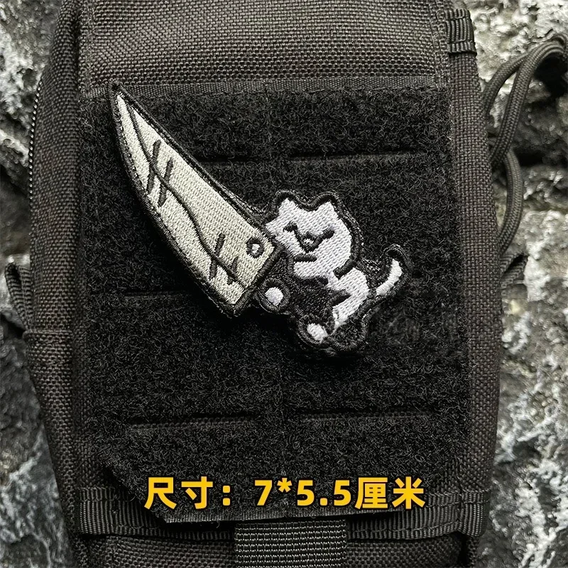 "Pull Out My 40 M Machete", divertido gato, pato amarillo, parche de gancho y bucle, cuchillo grande, brazalete de gatito, insignia de moral, mochila táctica para exteriores - imagen 2