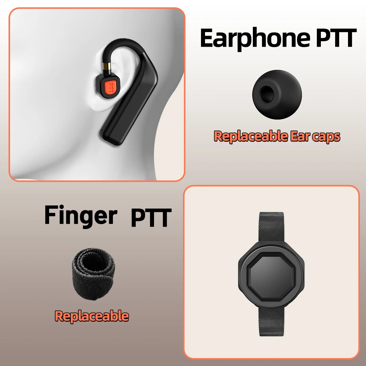 ABBREE BT-E2 Walkie Talkie auriculares 2,4G Plug and Play reducción de ruido para Baofeng Quansheng Kenwood Radioaficionado de 2 pines - imagen 2
