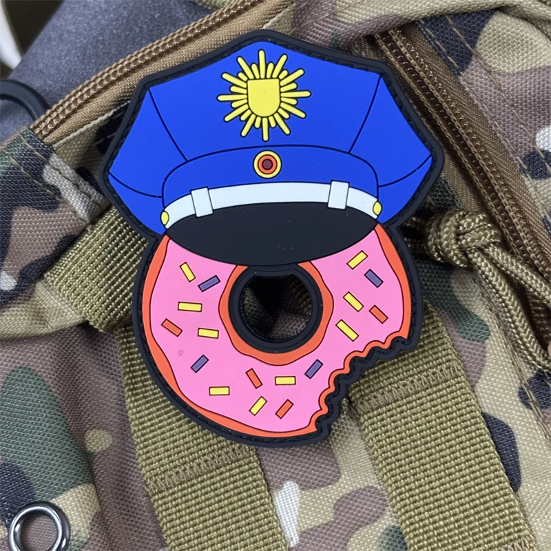Parche de PVC 3D "Donut" para ropa, insignia de moral táctica, parche militar con gancho, pegatinas para mochila - imagen 3