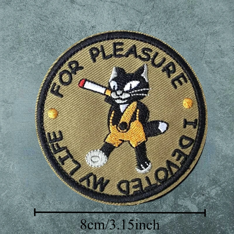 Interesante parche bordado de gato de Anime, gancho táctico, insignia de moral, mochila, pegatina decorativa, parches para brazalete para ropa - imagen 3