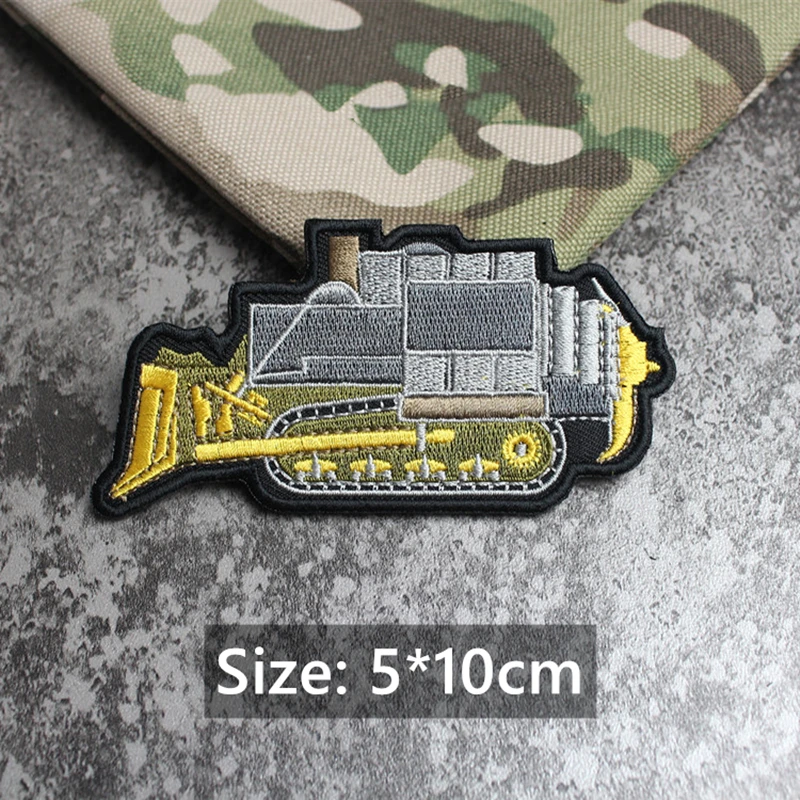 Parches bordados de Bulldozer cosechadora, insignia de brazalete táctico para ropa, accesorio de gancho y bucle, no MESS WITH ME - imagen 5