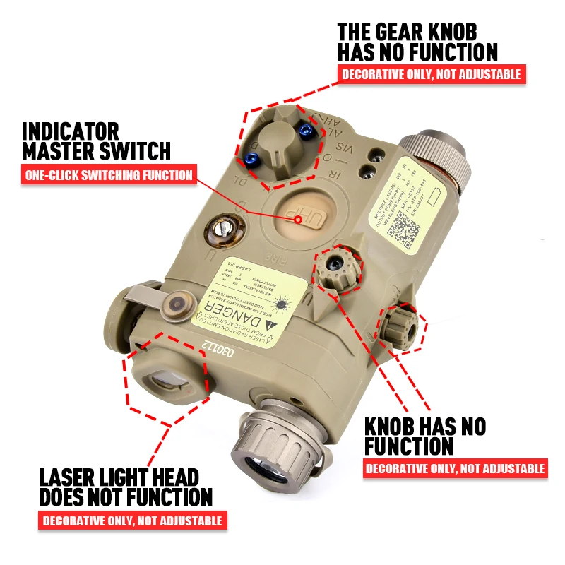 WADSN linterna táctica PEQ 15, arma de caza de plástico de nailon, luz blanca LED constante/estroboscópica con interruptor de presión, compatible con riel de 20MM - imagen 4
