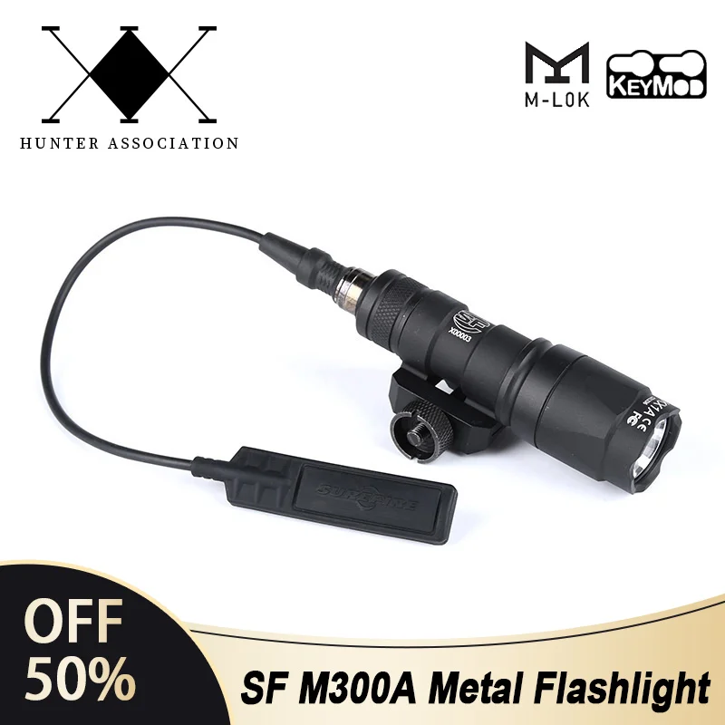 Linterna táctica Surefir M300 M300A SF Fit 20MM Rail MLOK montaje KEYMOD Base arma Airsoft caza explorador LED pistola Mini luz