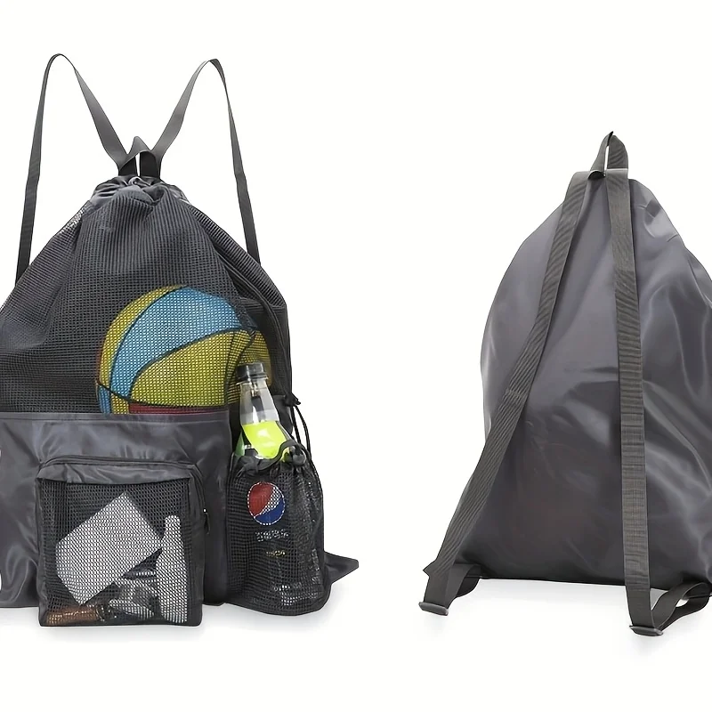 Mochila con cordón de malla de gran capacidad para Fitness, bolsa de Material de malla de diseño vibrante, mochila de viaje para nadar, baloncesto y playa - imagen 5