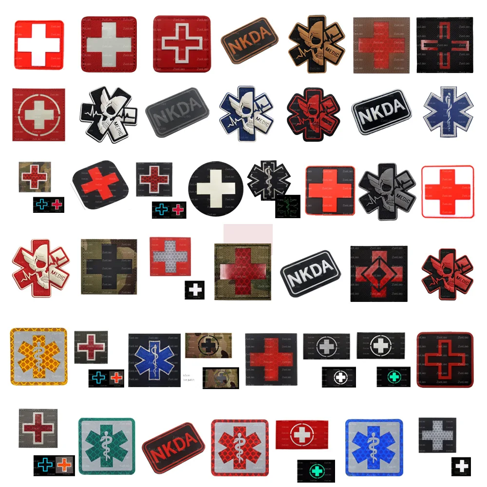 Brazalete de rescate de emergencia bordado 3D, sombrero cruzado luminoso reflectante, insignia de emergencia médica, mochila, chaqueta, Parche de ropa - imagen 2